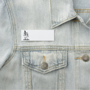 Etiqueta De Nome Casamento vintage casal esquelético em preto e bra
