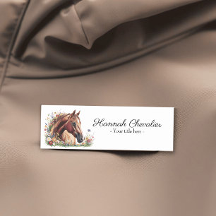 Etiqueta De Nome cavalo elegante com equestre de flor selvagem