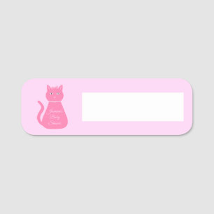 Etiqueta De Nome Chá de fraldas Personalizado De Gata De Bebê Rosa