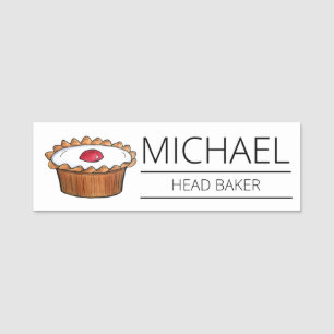 Etiqueta De Nome Cherry Bakewell Tart British Bakery Comida