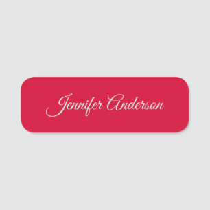 Etiqueta De Nome Chic Calliographic Elegante Cherry Red Personaliza