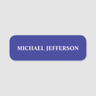 Etiqueta De Nome Chic Plain Deep Blue Personalized Name