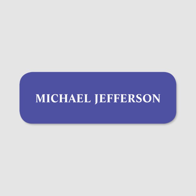 Etiqueta De Nome Chic Plain Deep Blue Personalized Name (Frente)