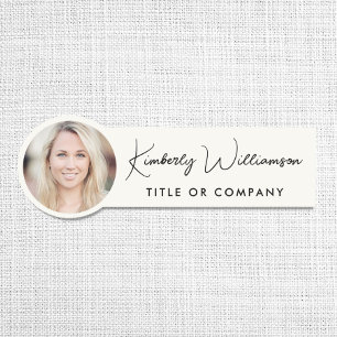 Etiqueta De Nome Chic Script Professional Cream Foto