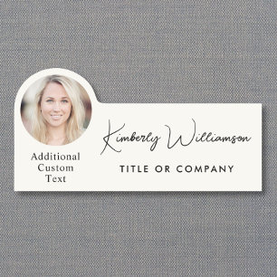 Etiqueta De Nome Chic Script Professional Cream Photo