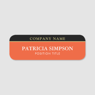 Etiqueta De Nome Chic Tangerine Tango Orange & Black: Negrito e mod