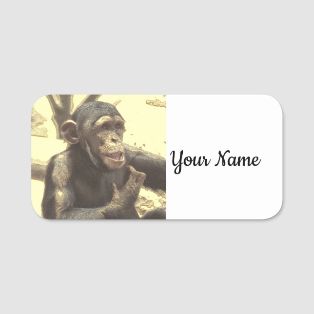 Etiqueta De Nome Chimp metálico (Frente)
