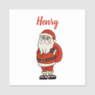Etiqueta De Nome Chinelos de Natal do Papai Noel Personalizado