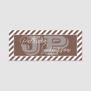 Etiqueta De Nome Chocolate Chic Castanho Branco Esbranquiçado Monog