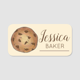 Etiqueta De Nome Chocolate Chip Cookery Bakery Pastelaria Chef Dess