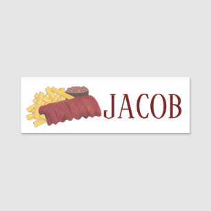 Etiqueta De Nome CHURRASCO Barbecue Spare Ribs Restaurante Comida B