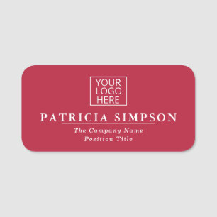 Etiqueta De Nome Ciclame Chic Professional Red White: Logotipo Eleg