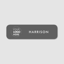 Etiqueta De Nome Cinza Escuro Logotipo Escuro Funcionarios de Funci