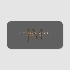 Etiqueta De Nome Cinza profissional elegante Dourada