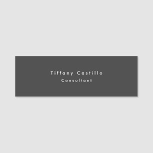 Etiqueta De Nome Cinzas Negras Simples Simples Moderno Elegante