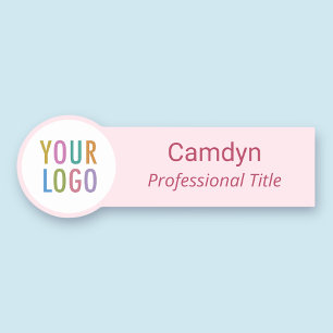 Etiqueta De Nome Círculo cor-de-rosa Logotipo Personalizado Nome de