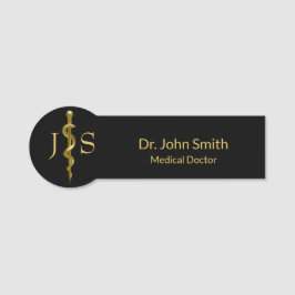 Etiqueta De Nome Clássica Médica Dourada no Rio Negro de Asclepius