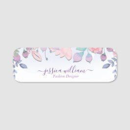 Etiqueta De Nome Clássica Moderna - Cor da Água Azul - Hydrangeas F