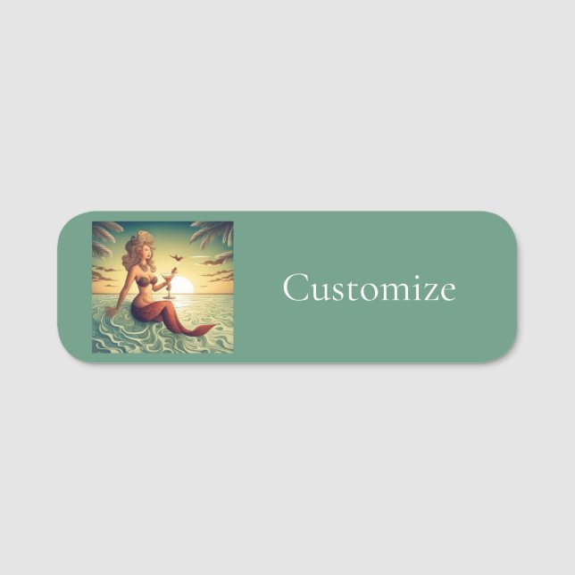 Etiqueta De Nome Classy Martini Mermaid Thunder_Cove (Frente)