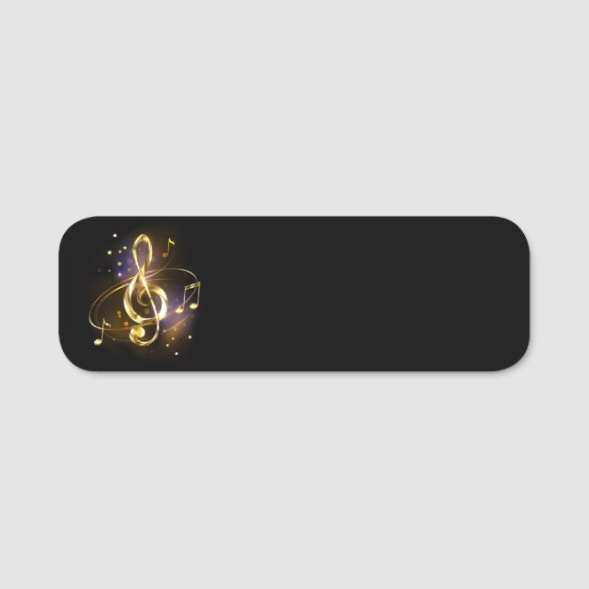 Etiqueta De Nome Clé de Sol Musical de Ouro (Frente)