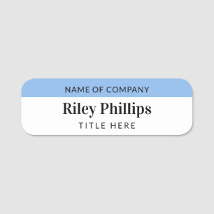 Etiqueta De Nome Clean Blue & White Company Name Title