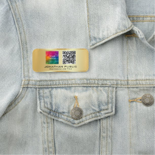 Etiqueta De Nome Código QR - Foto do funcionário ou logotipo comerc