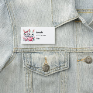 Etiqueta De Nome Coelhinhos Fofos Compartilhando um Coração