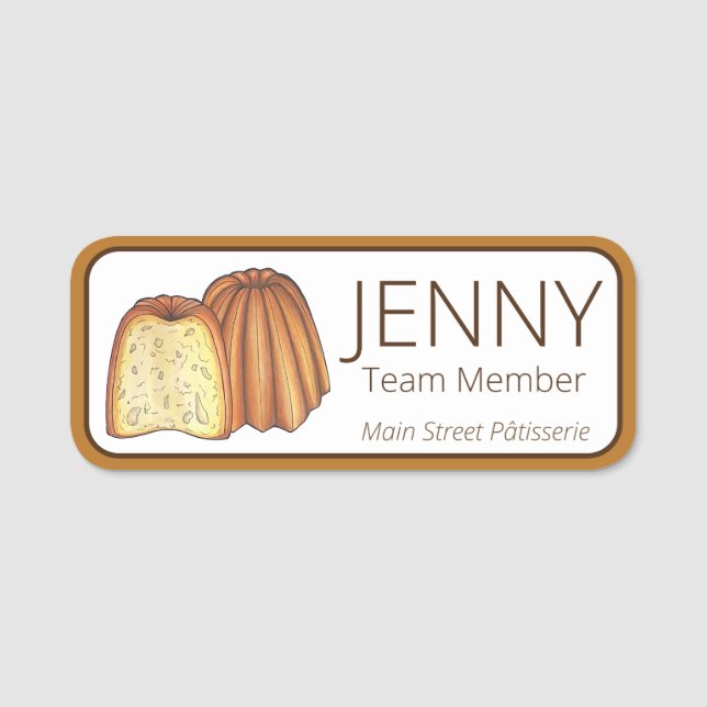 Etiqueta De Nome Comida de pastelaria francesa Canelé Chef Pâtisser (Frente)