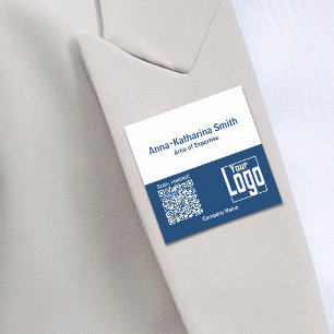 Etiqueta De Nome Conhecimento da empresa de logotipos QR-Code Blue