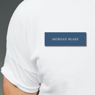 Etiqueta De Nome Consultor Minimalista Elegante Azul Branco