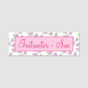 Etiqueta De Nome Cor-de-rosa Flor Personalizado