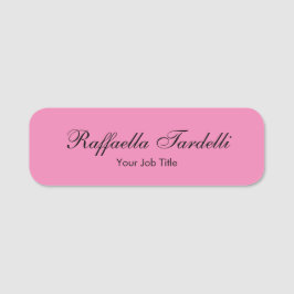 Etiqueta De Nome Cor rosa de nome personalizado minimalista