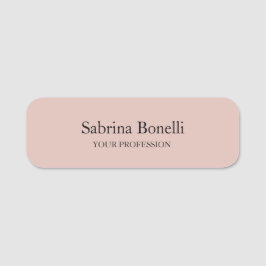 Etiqueta De Nome Cor simples e elegante, Rosa simples, Dourada