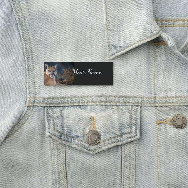 Etiqueta De Nome Cougar Wild Cat Mountain Lion (In Situ)