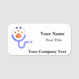 Etiqueta De Nome Crachá com Logotipo de Veterinário e Texto Persona