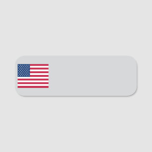 Etiqueta De Nome Crachá com Nome da Bandeira Americana Cinza para A