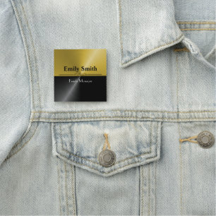 Etiqueta De Nome Crachá conhecido magnético preto e Dourado feito