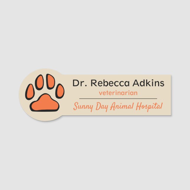 Etiqueta De Nome Crachá de Assistente Veterinário com Impressão de  (Frente)