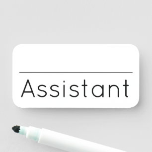 Etiqueta De Nome Crachá de Nome "Assistente" Contemporâneo e Modern