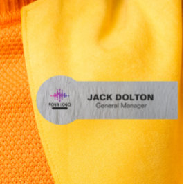 Etiqueta De Nome Crachá de nome de funcionário prata com logotipo p