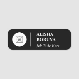 Etiqueta De Nome Crachá de Nome Personalizado Preto e Branco com Lo