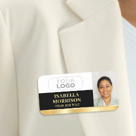 Etiqueta De Nome Crachá Magnético ou Alfinete Personalizado Preto D