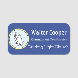 Etiqueta De Nome Crachá Mãos em Oração ou Seu Logotipo Usher Recepc
