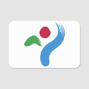 Etiqueta De Nome Crachá patriótico com a bandeira de Seul, Coreia d