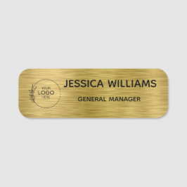 Etiqueta De Nome Crachá Personalizado de Faux Ouro com Logotipo