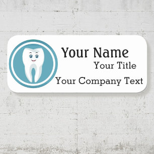 Etiqueta De Nome Crachá personalizado do logotipo Dentista feliz d
