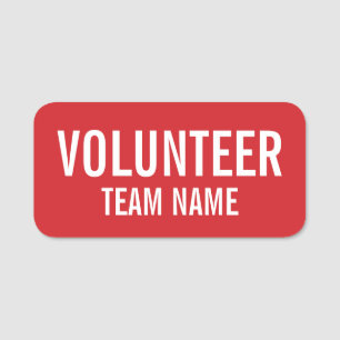 Etiqueta De Nome Crachá Red Volunteer com Nome de Equipe Personaliz