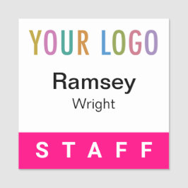 Etiqueta De Nome Crachá rosa-quente Logotipo de evento Nome quadrad