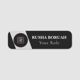 Etiqueta De Nome Crachás de equipe com logotipo em gradiente cinza 