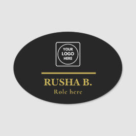 Etiqueta De Nome Crachás personalizados com logotipo preto para fun